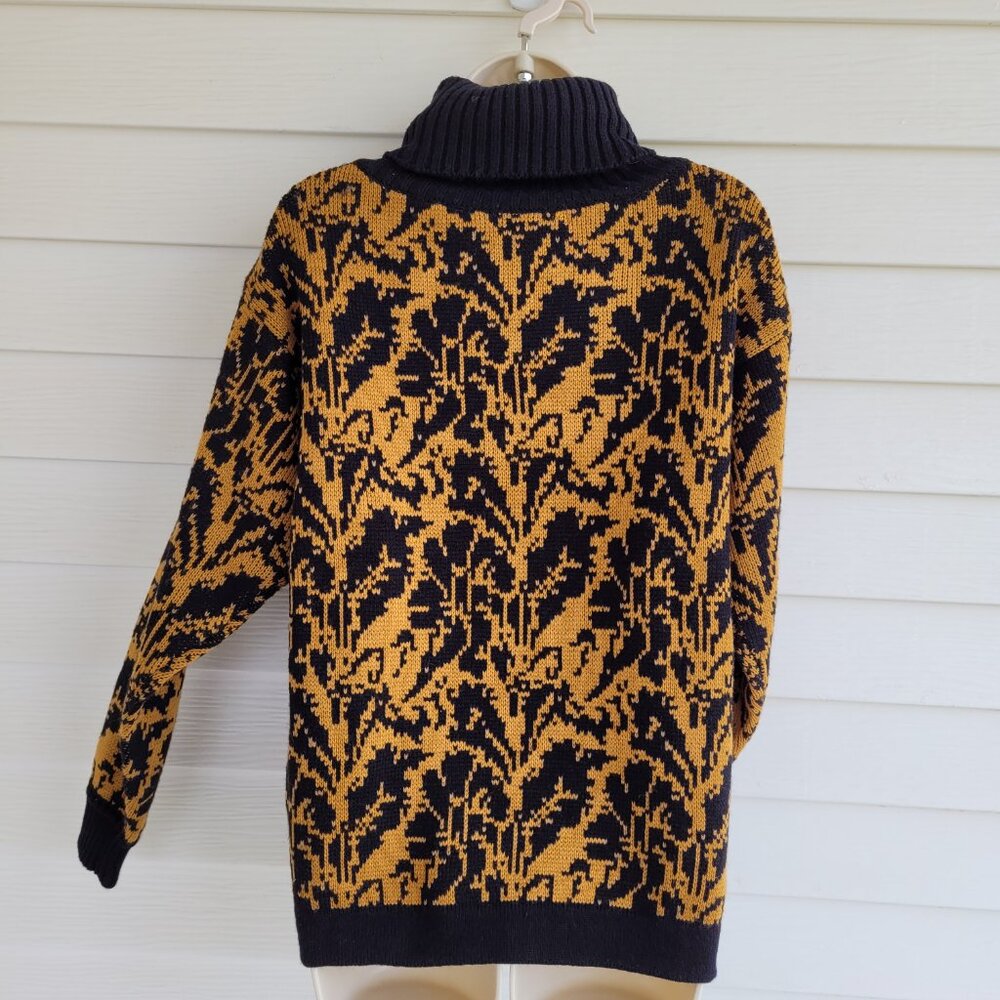 Vintage 90s Lindsey Blake gold and black turtleneck sweater - Picture 4 of 5